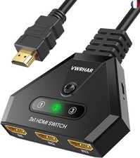 Switch HDMI, Multiprise HDMI Switch 4K 3 Entrée 1 Sorties Multi HDMI avec Câble 
