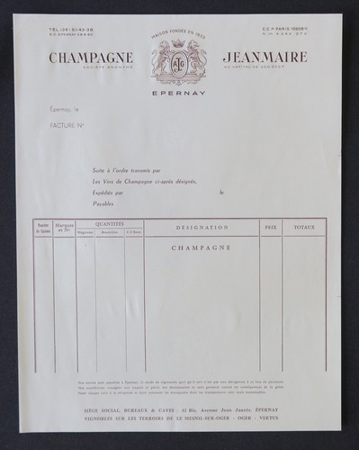 Facture vierge champagne - facture,