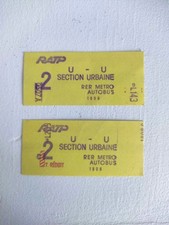 LOT 2 ANCIENS TICKETS DE MÉTRO JAUNES RATP RESEAU PARISIEN VINTAGE ANNEES 70-90