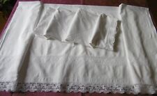 PARURE DE LIT / 1 drap + 1 taie de parade avec DENTELLE et bel ENTREDEUX