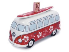 VW Collection - Tirelire Cochon Design Combi T1 Bus Samba avec Planche de Sur...