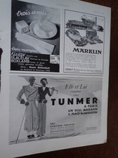 TUNMER ski + jouets MARKLIN ORSAT Frères + gants BUSCARLET pub ILLUSTRATION 1933