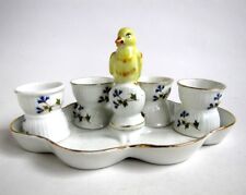 Porte Coquetier Porcelaine de Limoges Oiseau Poussin Barbeau