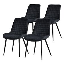Lot de 4 chaises de salle à manger cuisine salon rembourrées en velours noir