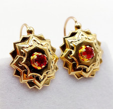 Dormeuses antique or rose 18k étoile et pierres rouges (circa 1900)