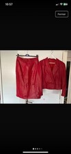 Tailleur Ensemble Cuir Vintage Rouge Année 80 T 42