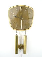 PENDULE HORLOGE  GERMAN MURALE JUNGHANS BOIS LAITON VINTAGE FONCTIONNE
