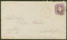 Chile 1877 5c envelope/SAN