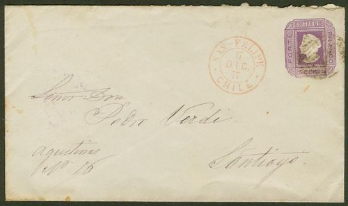Chile 1877 envelope san - 1877, envelope/san