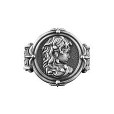 Bague homme Méduse en argent, cadeau bijou gravé de la déesse de la...