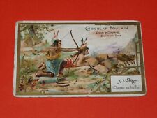 CHROMO 1890-1914 CHOCOLAT POULAIN CHASSE A L'ARC BUFFALO AMERINDIEN USA INDIENS
