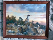 Pierre Couzy – Scène de perdrix – Huile sur toile signée – Grand format – Chasse