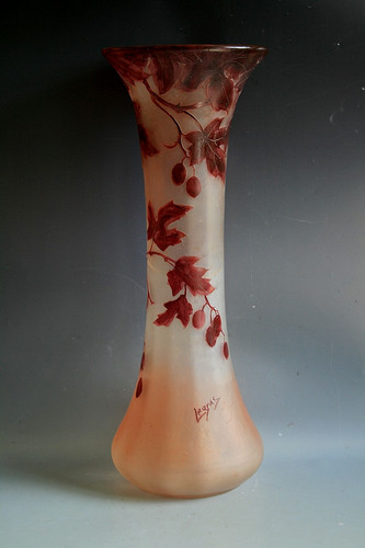 Ancien vase verre gravé à - en,