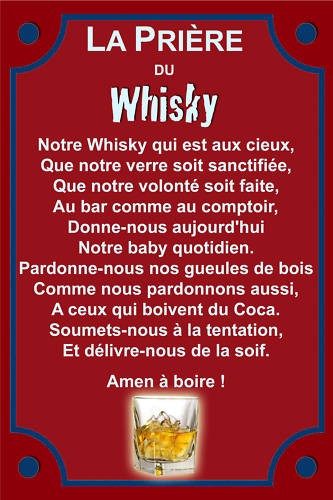 Réplique plaque priere whisky - plaque,