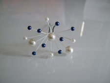 Pic/épingle/Bijou Cheveux Mariée/Mariage Bleu Roi Marine/Blanc cassé perle