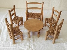 Mobilier en bois pour Poupée Table + Banquette + 4 Chaises