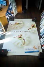CARIBBEAN FLOWER TRAVEL French Bus Shelter Vintage Tourism Poster Original 2000s