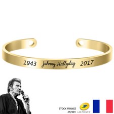 Bracelet Johnny Hallyday Acier Inoxydable Prénom & Date - Doré