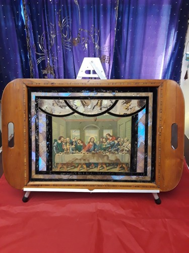 Butterfly wing wood inlay tray - wing,
