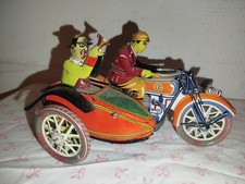 Ancien Jouet Mécanique Side Car
