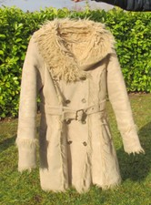 Manteau femme hiver ou mi-saison imitation peau et fourrure marron clair.