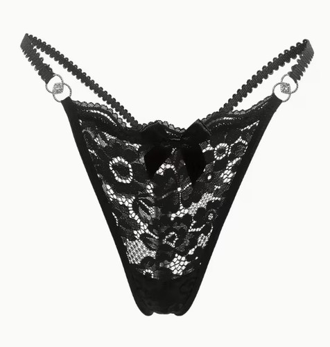 String noir dentelle - string,
