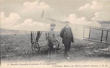 CPA SEMAINE LYONNAISE D´AVIATION 1910 L´AVIATEUR MOLON SUR BLERIOT MOTEUR ANZANI