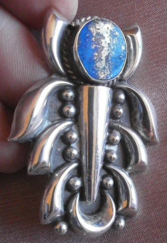 Broche argent massif lapis - broche,