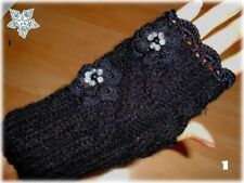 mitaines brodées, mitaines dentelle laine  au crochet