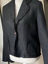 BELLE VESTE NOIRE T42 FRANGES SUR LES BORDS BEAU BOUTON VIOLINE COUTURE LAINE