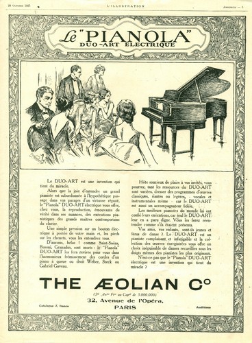 Publicité ancienne pianola - le,