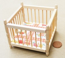 Maison De Poupée Parc Avec Matelas Fini Naturel Échelle 1:12 Miniature 38 TUMDEE