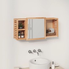 Armoire à Miroir Meuble Rangement Salle de Bain Bois Massif de Noyer vidaXL
