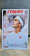 PLAQUE L’ÉQUIPE  GOD SAVE THE KING TENNIS ROGER FEDERER raquette CADEAU  DE NOEL