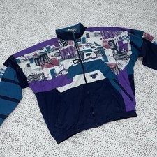 Veste vintage 80s/90s blue indigo tons verts bleus violets