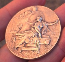 Rare Médaille Art Nouveau en Argent Compagnie des Chemins de Fer de l'Est Vernon