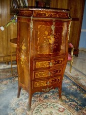 Secretaire De Dame 19eme De Style Louis 15 En Marqueterie 