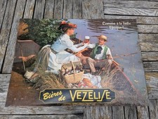 Ancienne Plaque tole VEZELISE Biere comme à la belle époque bar pub  34x24cm