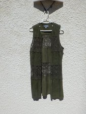 Gilet neuf Long Femme en Daim et dentelle