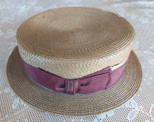 Ancien chapeau canotier en paille époque 1900