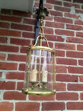 Lanterne ronde en bronze doré 2 lampes style Louis XV vintage