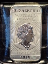 Lingots d'argent 1 once argent fin 999 Elizabeth II Australie 2019 1 dollar...