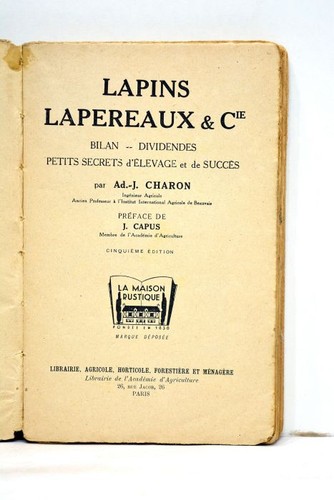 Livre ancien charon lapins - livre,