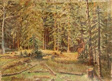 Tableau ancien huile réaliste