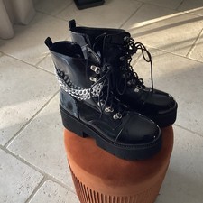 Bottines Neuves drag queen Gothique  en vinyle noir Brillant T42