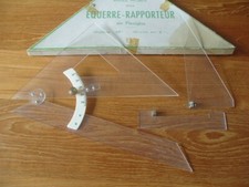 ANCIENNE EQUERRE RAPPORTEUR PLEXIGLAS DE 30 CM DESSIN INDUSTRIEL PROFESSIONNEL