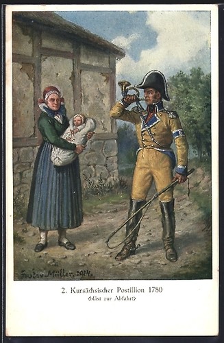 Carte postale postillon - postale,