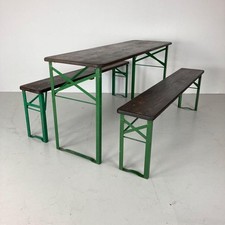 Vintage Industriel Allemand Bière Table Banc Set Jardin Personnalisé Longueur