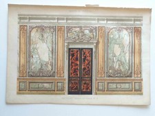 SUPERBE GRANDE LITHOGRAPHIE XIXe MARBRE Décoration Maison Ornement Planche 