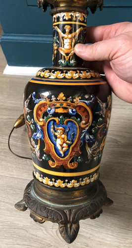Ancien pied lampe faïence - pied,